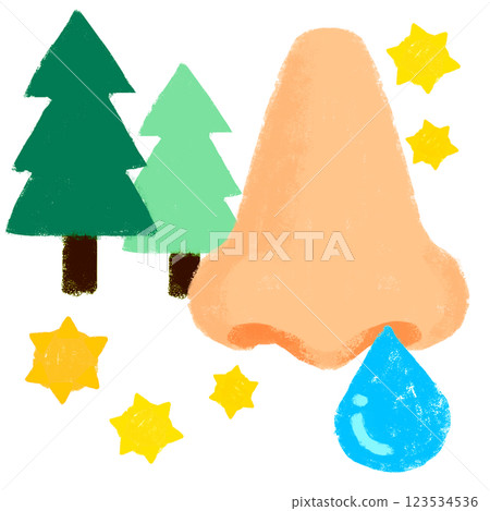 Simple illustration, crayon touch, pollen season Simple illustration, crayon touch, pollen season 123534536