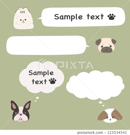 Maltese, pug, French bulldog, and shih tzu speech bubble set Maltese, pug, French bulldog, and shih tzu speech bubble set 123534541