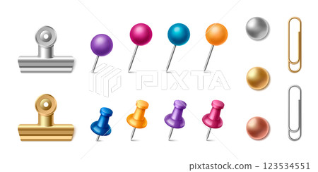 Paper clips and binders set with office tools 123534551