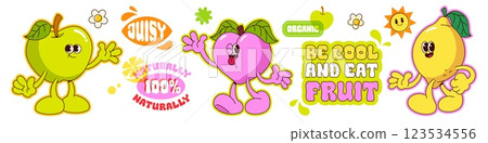 Groovy fruit cartoon characters 123534556