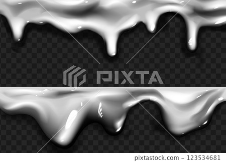 Liquid silver drips on transparent background 123534681