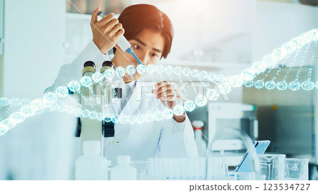 Experimental researchers and gene images Experimental researchers and gene images 123534727