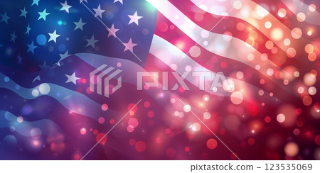 Abstract American flag with vibrant colors and bokeh light effects, symbolizing patriotism, celebration, and national pride Abstract American flag with vibrant colors and bokeh light effects, symbolizing patriotism, celebration, and national pride 123535069