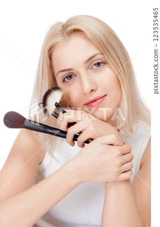 Girl with powder brush 123535465