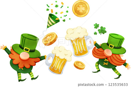 Cheerful Cartoon Leprechaun Illustration 123535633