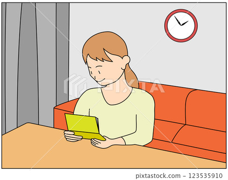 A young woman rejoices as she looks at her bankbook with increased interest due to an interest rate hike A young woman rejoices as she looks at her bankbook with increased interest due to an interest rate hike 123535910