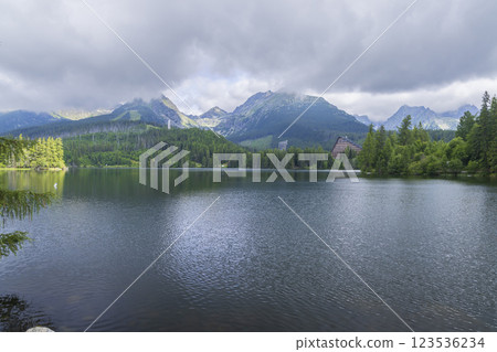 Strbske pleso lake with High Tatras mountains in summer time, Slovakia Strbske pleso lake with High Tatras mountains in summer time, Slovakia 123536234