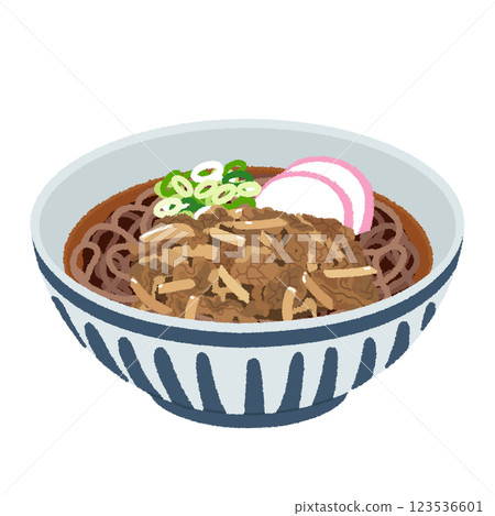 Illustration of meat soba Illustration of meat soba 123536601