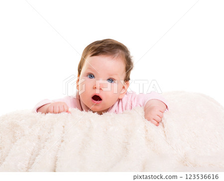baby girl open mouth funny gesture in pink baby girl open mouth funny gesture in pink 123536616