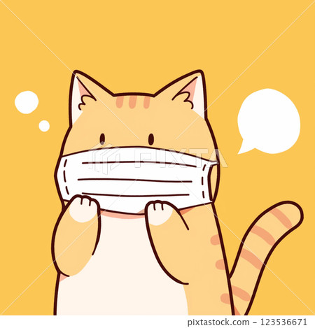 [對話泡泡] 戴著口罩的貓與對話泡泡 123536671