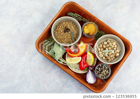 A selection of spices. A selection of spices. 123536955
