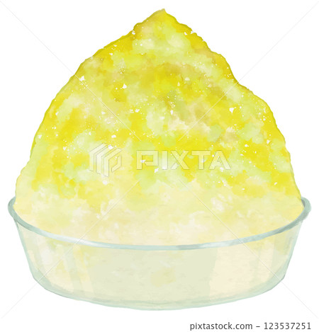 一杯淋上檸檬糖漿的鬆軟刨冰 一杯淋上檸檬糖漿的鬆軟刨冰 123537251