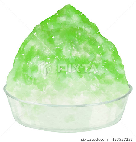 一杯淋上蜜瓜糖漿的鬆軟刨冰 一杯淋上蜜瓜糖漿的鬆軟刨冰 123537255