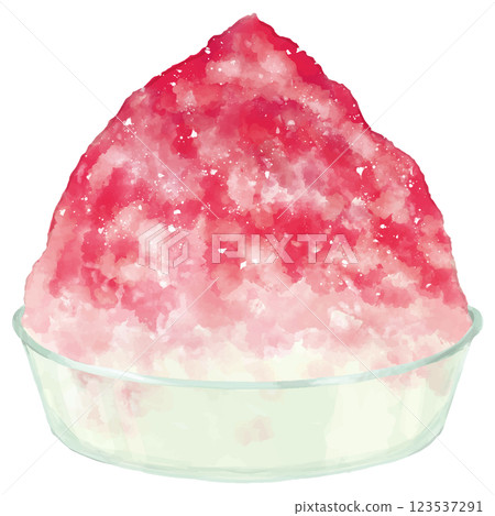 一杯淋上草莓糖漿的蓬鬆刨冰 一杯淋上草莓糖漿的蓬鬆刨冰 123537291