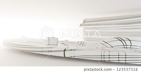 Luxury parametric abstract architectural minimalistic background. Contemporary showroom. Modern colored glass exhibition tunnel. Empty gallery. Backlight. 3D illustration and rendering. Luxury parametric abstract architectural minimalistic background. Contemporary showroom. Modern colored glass exhibition tunnel. Empty gallery. Backlight. 3D illustration and rendering. 123537318