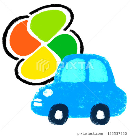 Simple illustration, crayon touch, elderly driver sign and car Simple illustration, crayon touch, elderly driver sign and car 123537330