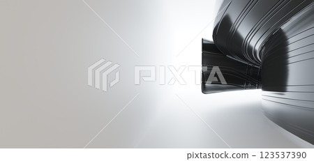 Luxury parametric abstract architectural minimalistic background. Contemporary showroom. Modern black exhibition tunnel. Empty gallery. Stand, table. Interior backlight. 3D illustration and rendering. Luxury parametric abstract architectural minimalistic background. Contemporary showroom. Modern black exhibition tunnel. Empty gallery. Stand, table. Interior backlight. 3D illustration and rendering. 123537390