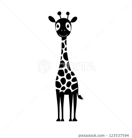 silhouette of cute giraffe isolated vector illustration 123537594
