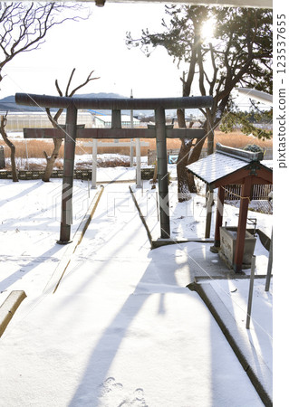 拍攝北海道上之國市向濱川蛟神社境內的冬季風景 123537655
