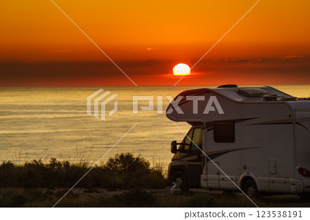 Caravan on sea at sunrise. Caravan on sea at sunrise. 123538191