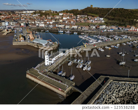 Scarborough Harbor in North Yorkshire - United Kingdom Scarborough Harbor in North Yorkshire - United Kingdom 123538288