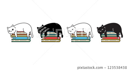 cat vector kitten book calico sleeping icon logo symbol pet cartoon character illustration doodle design isolated clip art 123538438