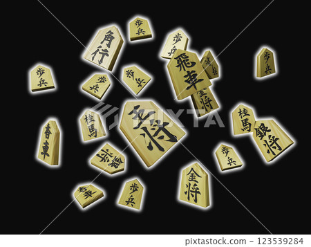 Shogi image (piece image/3DCG) black background 123539284