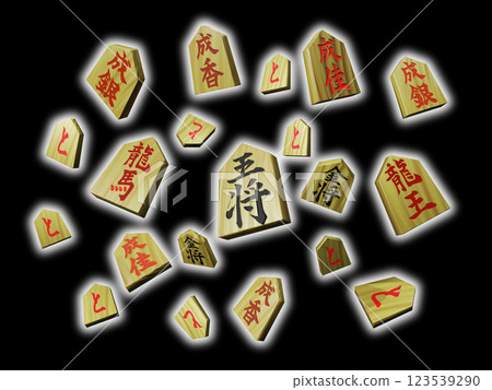 Shogi image (piece image/3DCG) black background 123539290