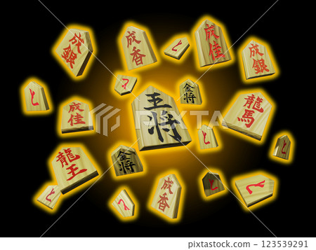 Shogi image (piece image/3DCG) black background 123539291