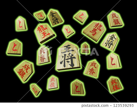 Shogi image (piece image/3DCG) black background 123539293