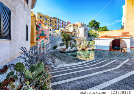 Spectacular sunny day over Santa Flavia town. Spectacular sunny day over Santa Flavia town. 123539358