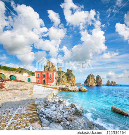 Superb scene of Tonnara di Scopello. Superb scene of Tonnara di Scopello. 123539364