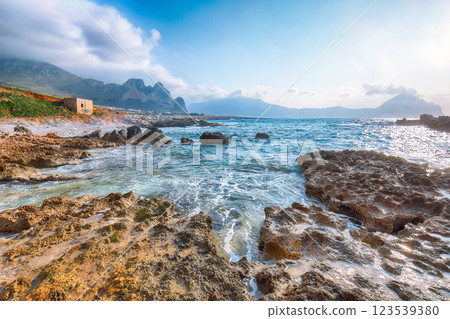 Outstanding seascape of Isolidda Beach near San Vito cape. Outstanding seascape of Isolidda Beach near San Vito cape. 123539380