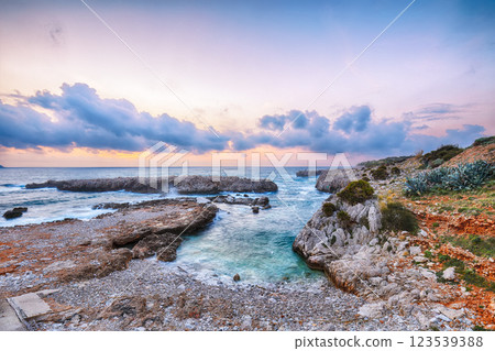 Marvelous seascape of Isolidda Beach near San Vito cape. Marvelous seascape of Isolidda Beach near San Vito cape. 123539388