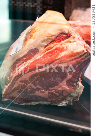 fresh beef meat belly, whole piece 123539431