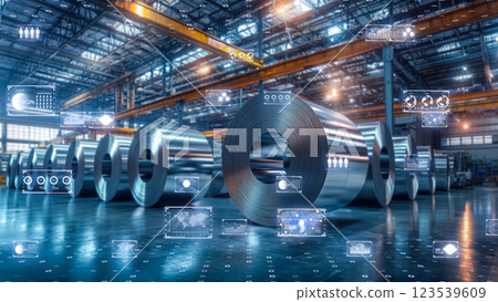 High-tech metal production facility with AI-enabled robotics system High-tech metal production facility with AI-enabled robotics system 123539609