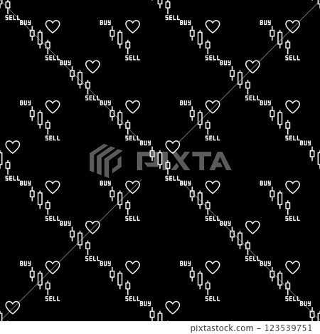 Buy and Sell Candlestick Pattern Chart and Heart vector linear seamless pattern 123539751