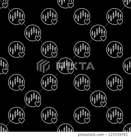 Circle with Heart and Market Chart vector Representing a Love for Investing outline seamless pattern 123539761