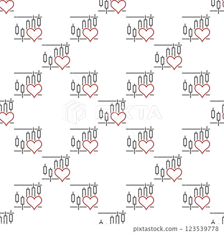 Heart and Financial Chart vector seamless pattern in thin line style Heart and Financial Chart vector seamless pattern in thin line style 123539778