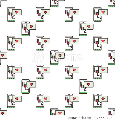 Smartphone and Candlestick Chart vector Mobile Trading colored seamless pattern 123539798