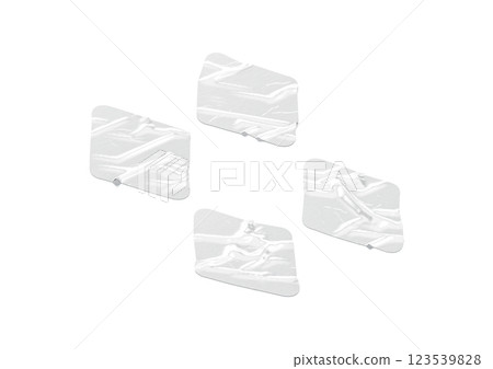 Blank white rhomb adhesive crumpled tape mockup set, side view 123539828