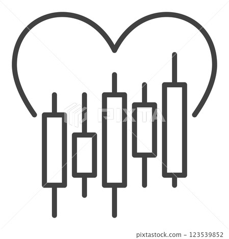 Financial Chart with Heart vector linear icon or symbol Financial Chart with Heart vector linear icon or symbol 123539852
