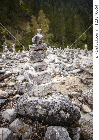 Landscape of Isar river origin, Scharnitz, Austria 123540054