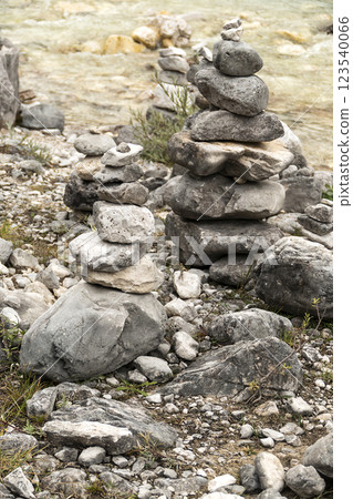 Landscape of Isar river origin, Scharnitz, Austria 123540066