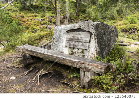 Landscape of Isar river origin, Scharnitz, Austria 123540075