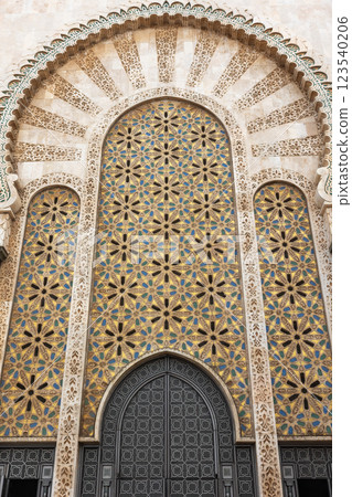 Closeup view of entrance door to Mosque hassan II. Casablanca. Morocco.. Closeup view of entrance door to Mosque hassan II. Casablanca. Morocco.. 123540206