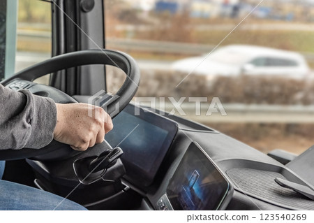 Driving modern truck concept. Horizontally. 123540269