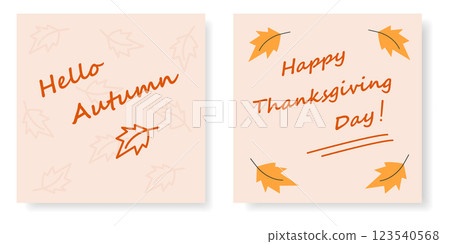 Happy Thanksgiving Day Hello Autumn freehand lettering Note stickers Greeting design concept Set2 123540568