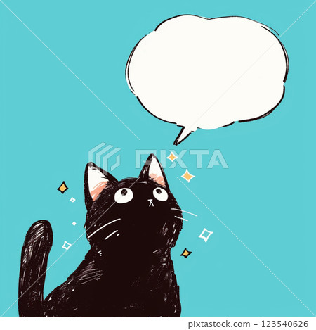 [Speech bubble] Black cat and speech bubble 123540626
