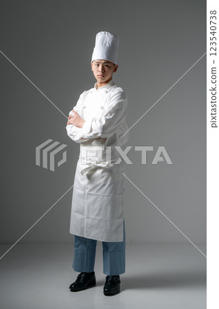 男孩，青少年，廚師服，廚師帽，全身 123540738